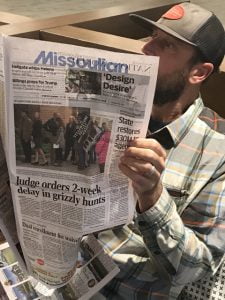 Matt reads about his grizzly case